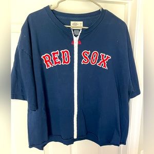 GIRLS CROPPED SHORT SLEEVE BOSTON RED SOX  ZIP UP XL